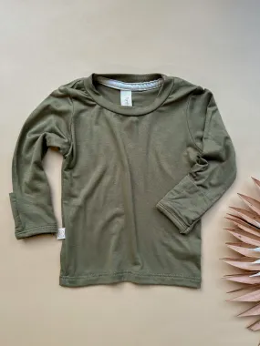 0/3m | Long Sleeve Essential Tee | Moss | Bamboo