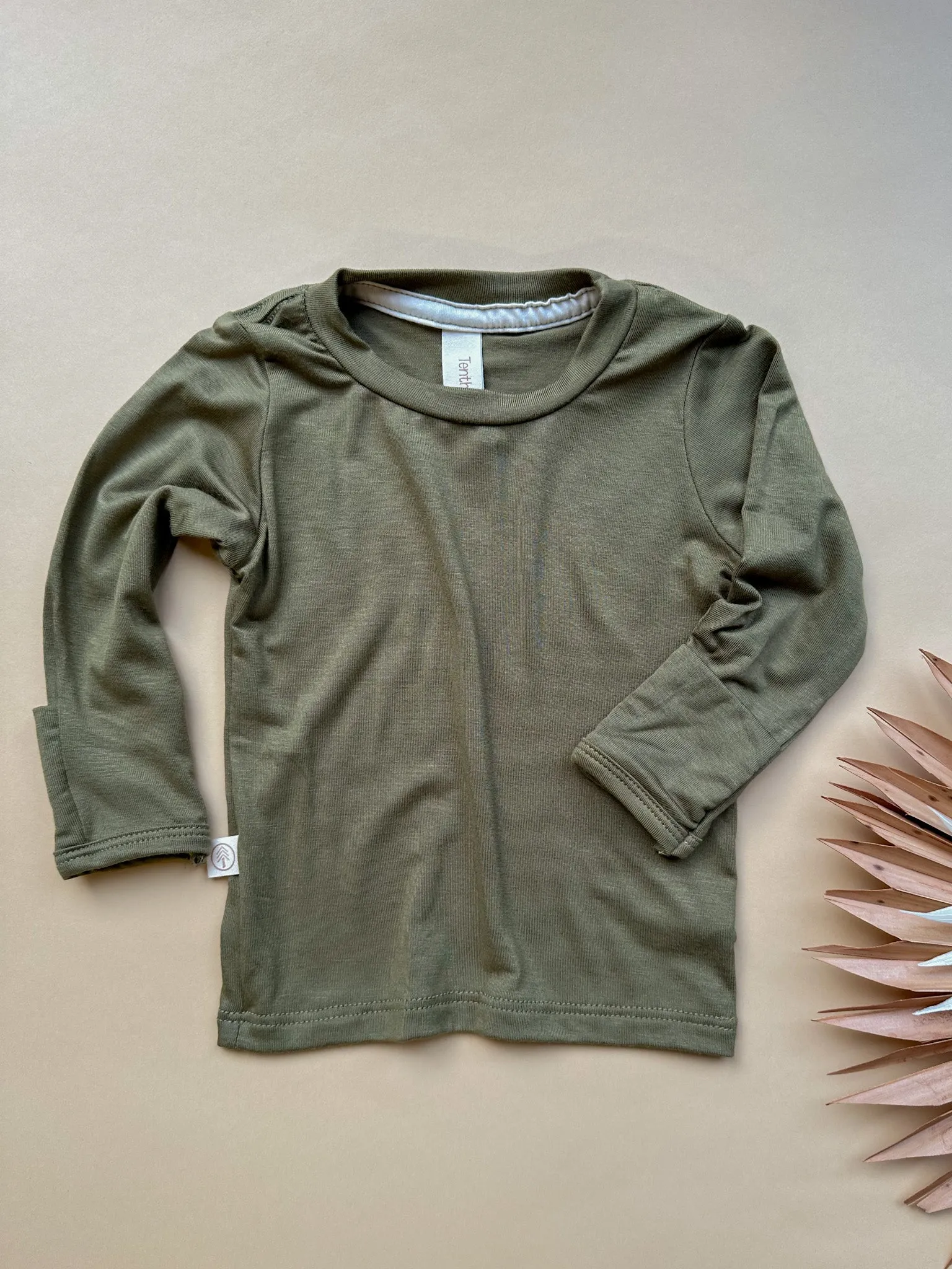 0/3m | Long Sleeve Essential Tee | Moss | Bamboo