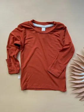 0/3m | Long Sleeve Essential Tee | Rust | Bamboo