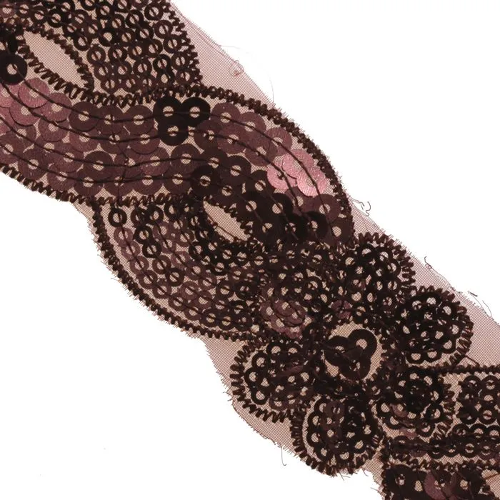 1 1/2" Floral Scroll Sequin Trim : 310142SQ (2 Colors)