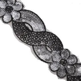 1 1/2" Floral Scroll Sequin Trim : 310142SQ (2 Colors)