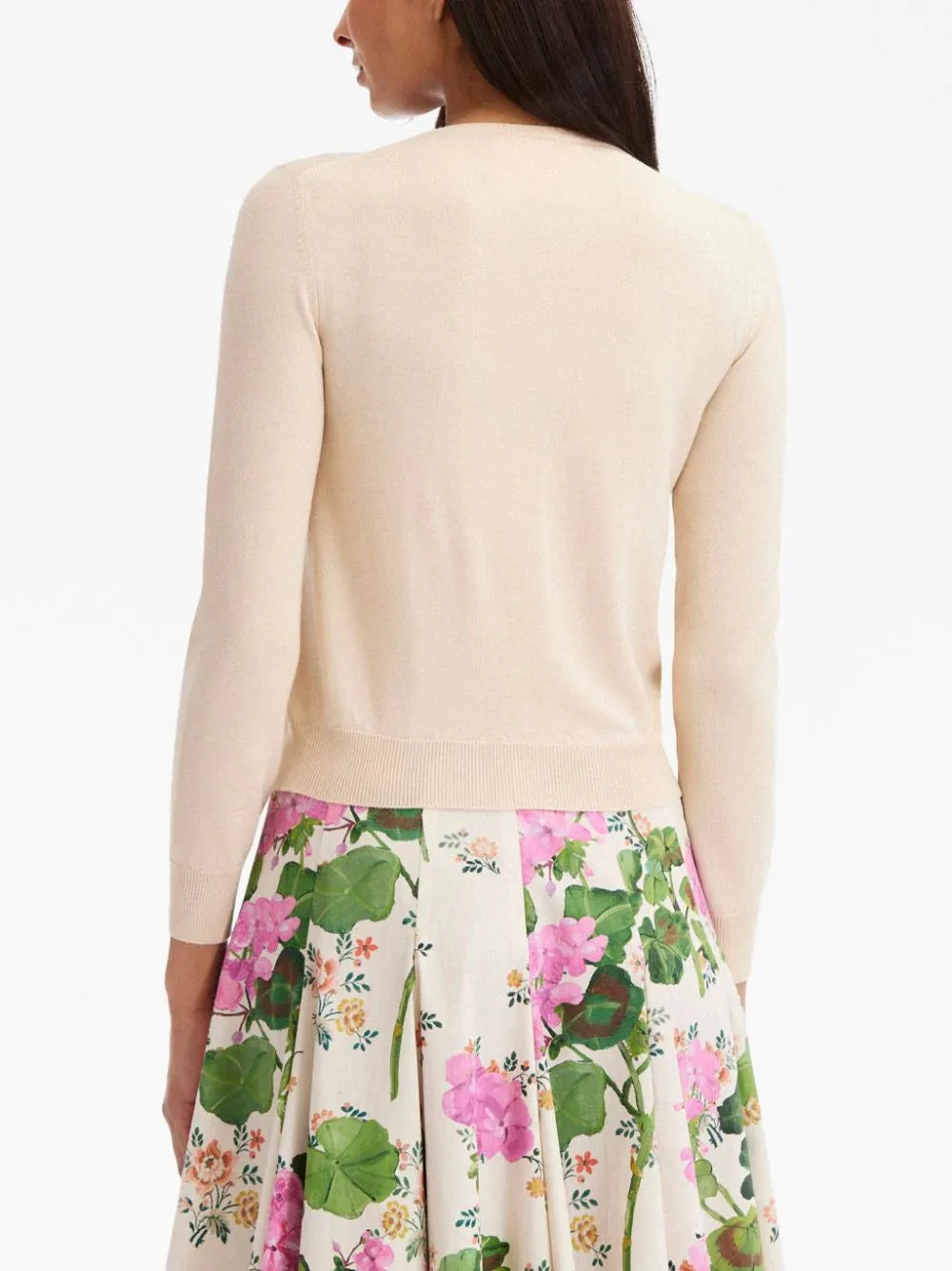 23FE145EER Long sleeve geranium embroidered cardigan