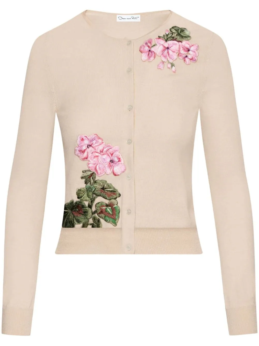 23FE145EER Long sleeve geranium embroidered cardigan