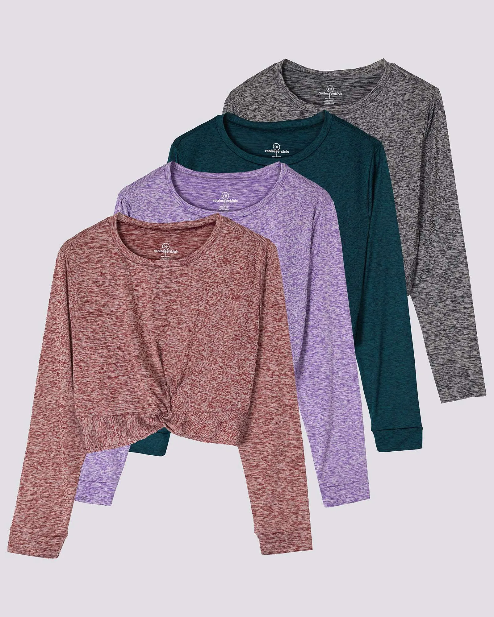 4 Pack: Women's Long-Sleeve Twist Front T-Shirt (Available in Plus Size)