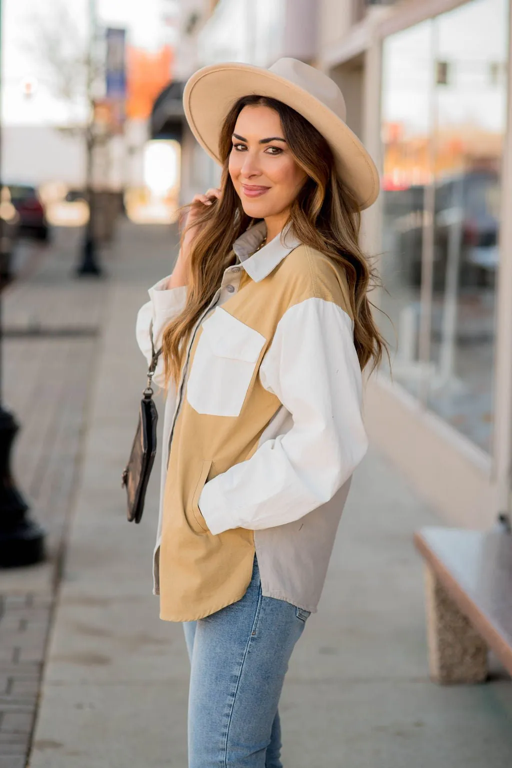 Abstract Blocked Button Up