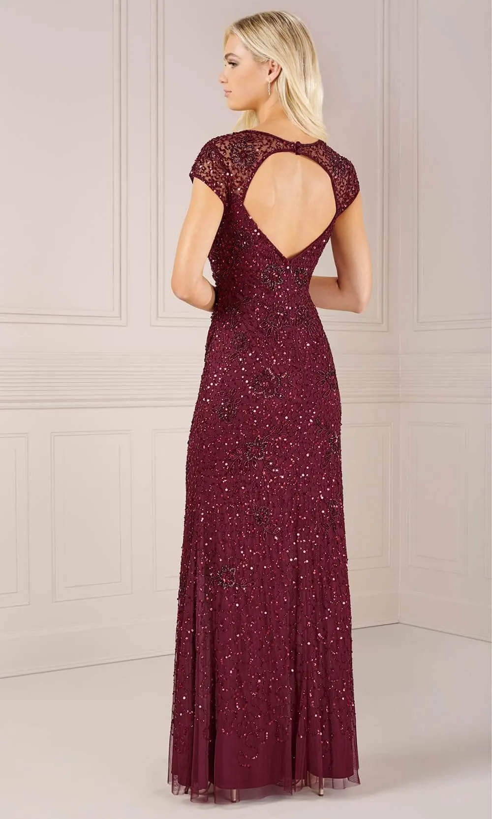 Adrianna Papell Platinum 40433 - Sequined Draped Evening Dress