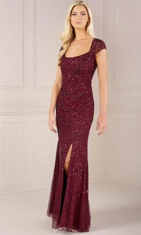 Adrianna Papell Platinum 40433 - Sequined Draped Evening Dress