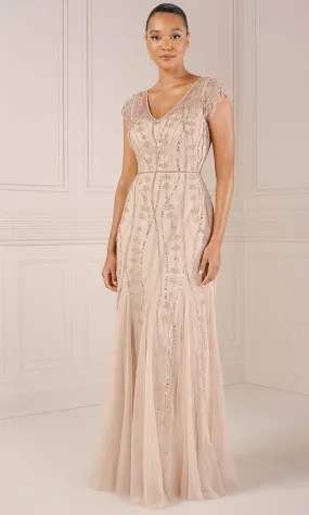 Adrianna Papell Platinum 40442 - V-Neck Evening Dress