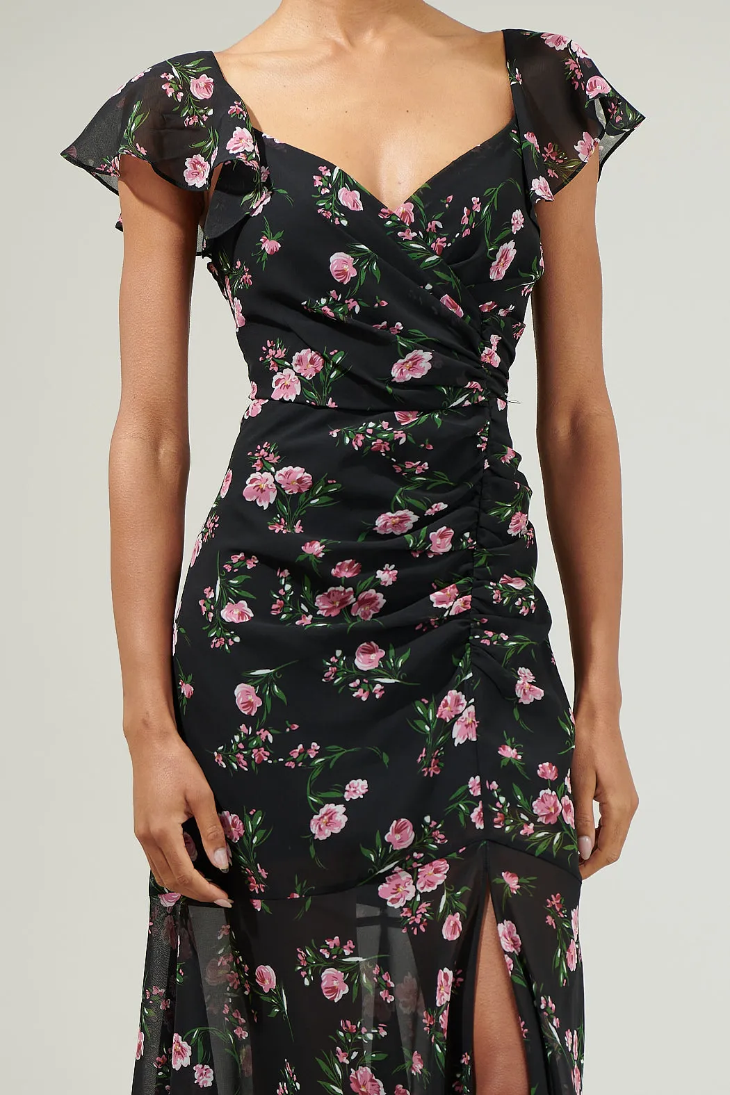 Albany Floral Nadia Ruched Midi Dress