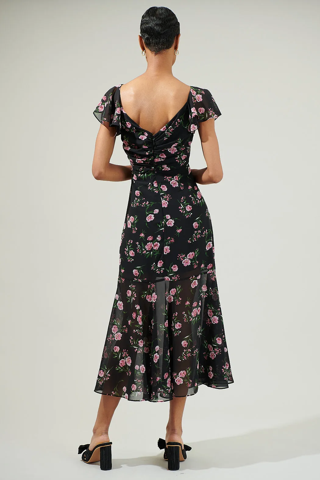 Albany Floral Nadia Ruched Midi Dress