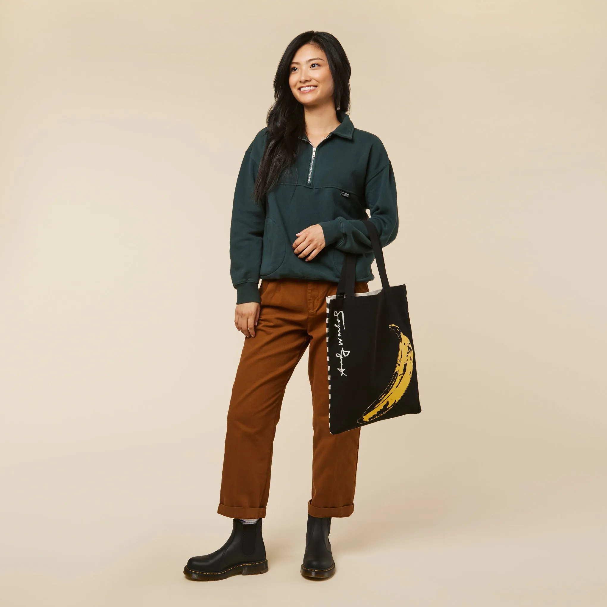 Andy Warhol Cotton Canvas Tote Bag - Black Banana