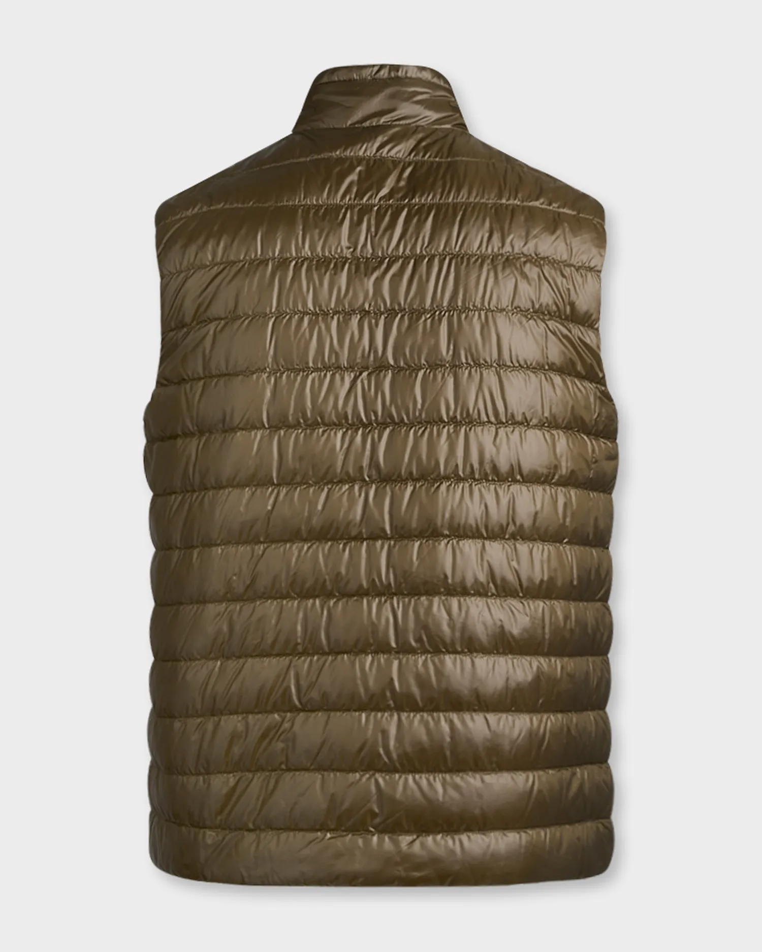 Army Green And Light Silver Reversible Puffer Vest