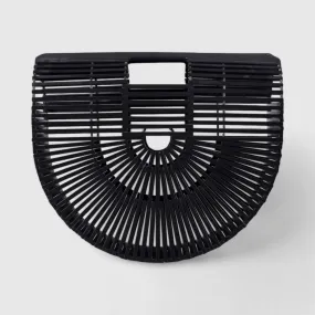 Bamboo Tote - Handcrafted Basket Bag for Women. Black. Two Sizes
