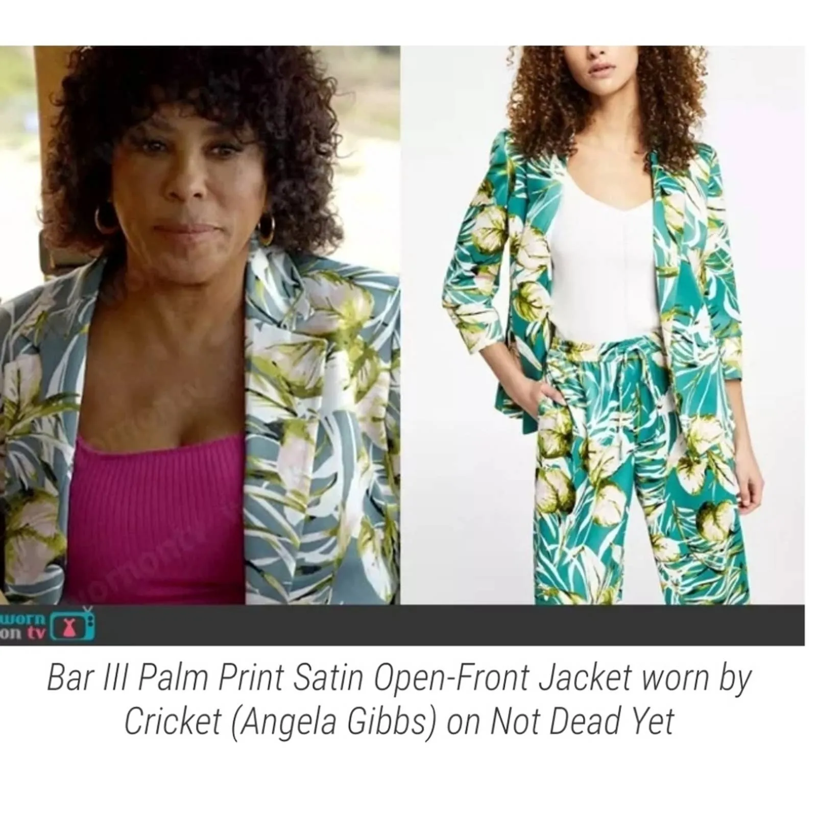 Bar III Palm Print Satin Open-Front Jacket XS