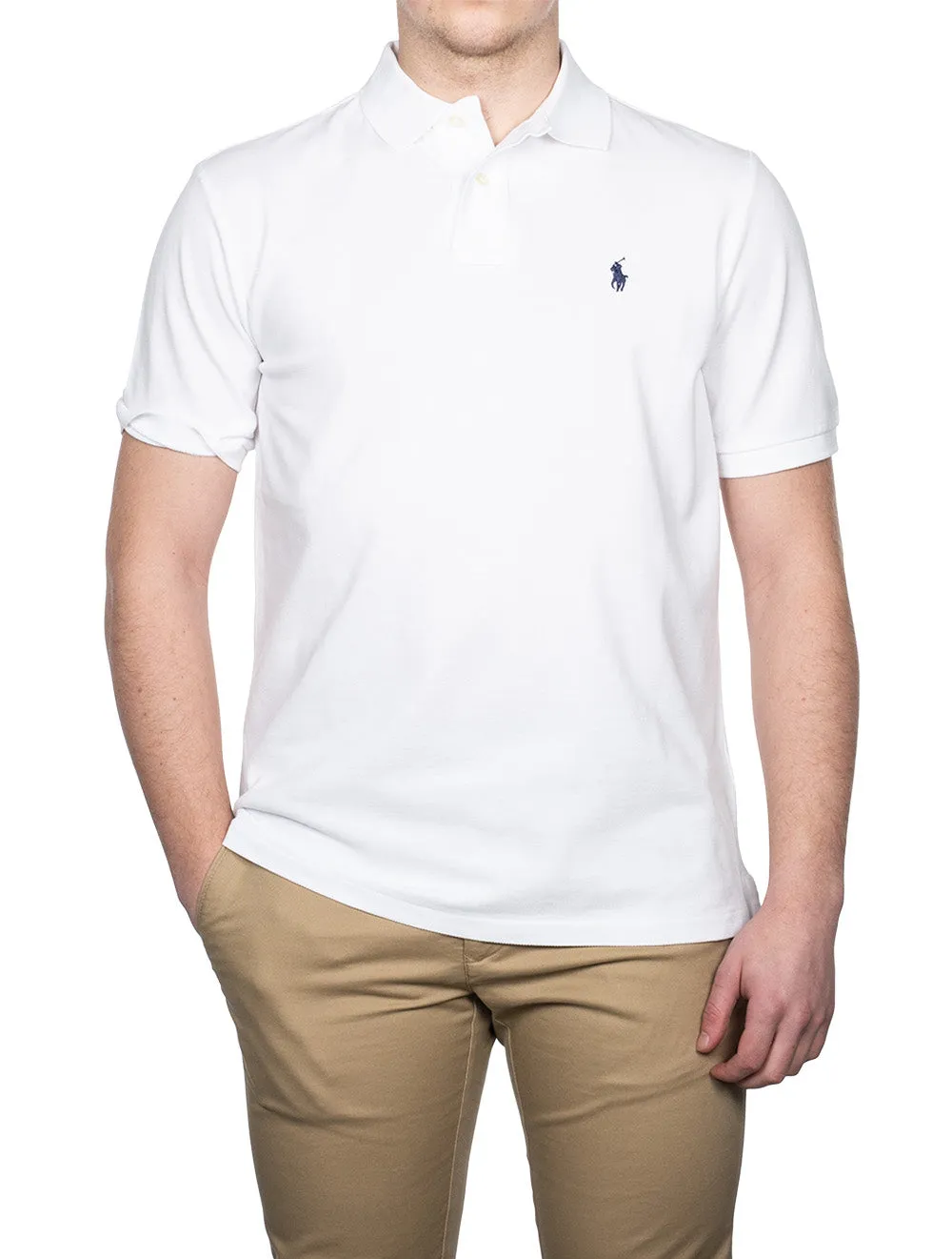 Basic Mesh Polo Pure White