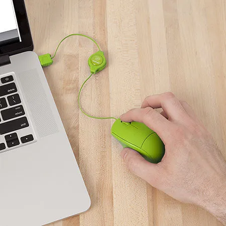 Basic Optical Mouse | Retractable Cord | Green