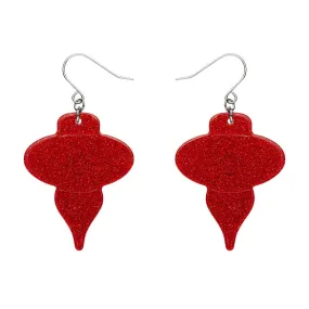 Baubles Glitter Drop Earrings - Red