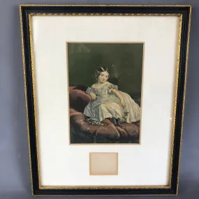 Baxter Oil Print Of Graceful Young Girl Victorian Antique c1900