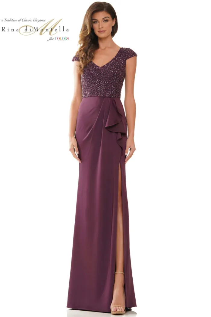 Beaded Bodice Column Gown