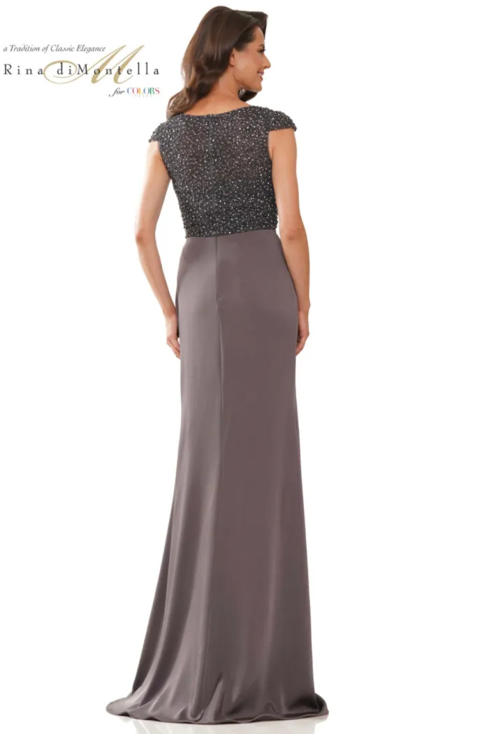 Beaded Bodice Column Gown