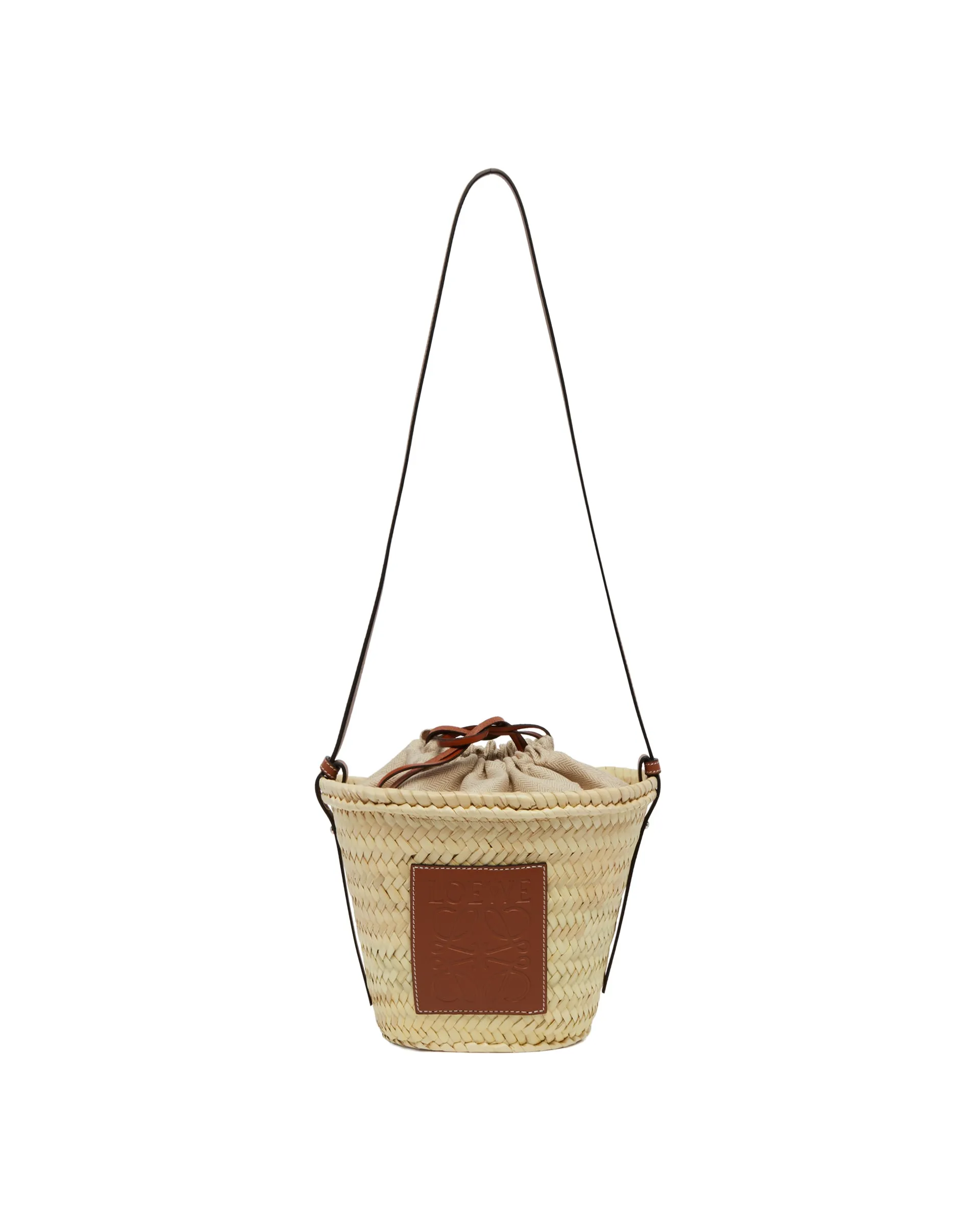 Beige Handwoven Bucket Bag