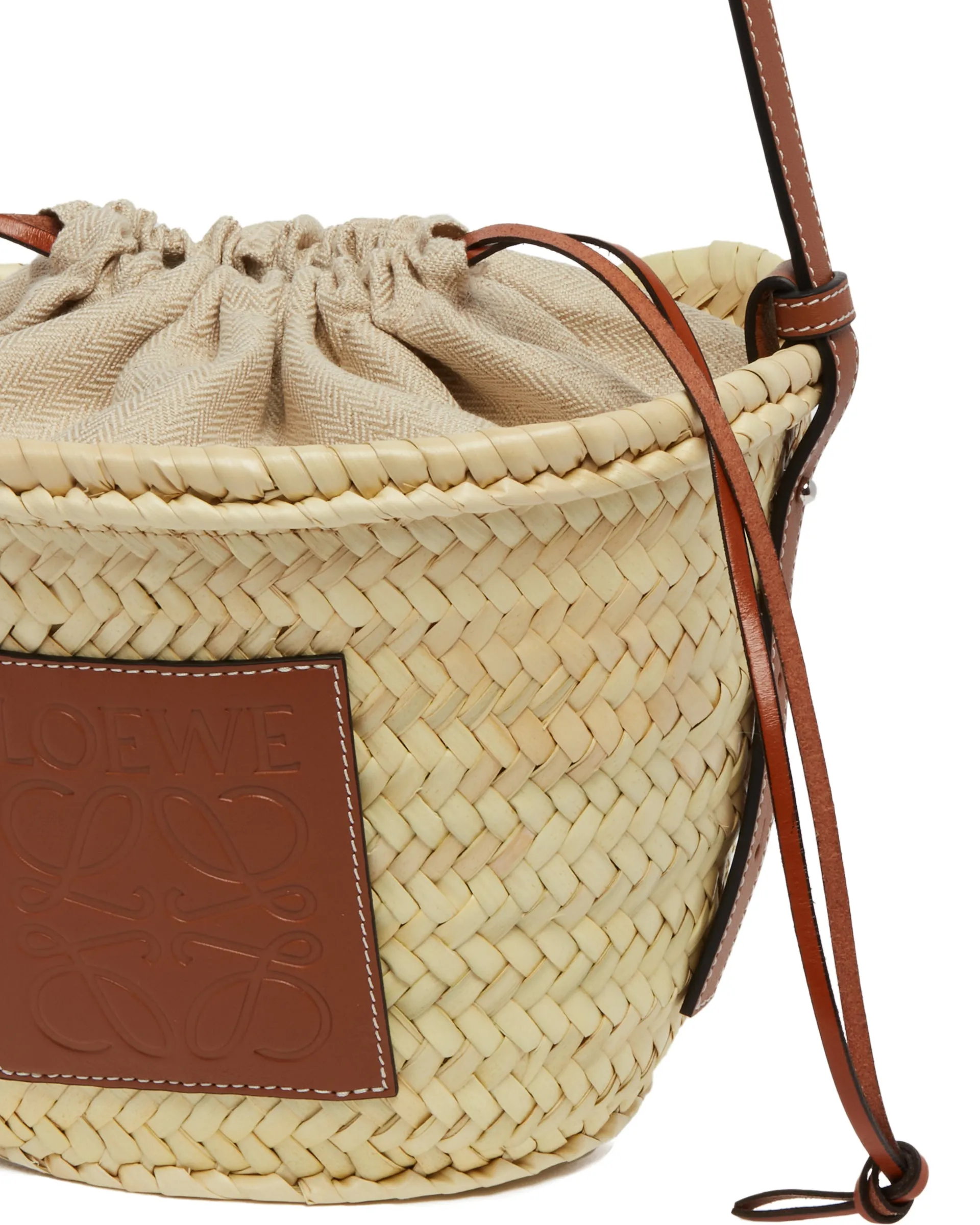 Beige Handwoven Bucket Bag