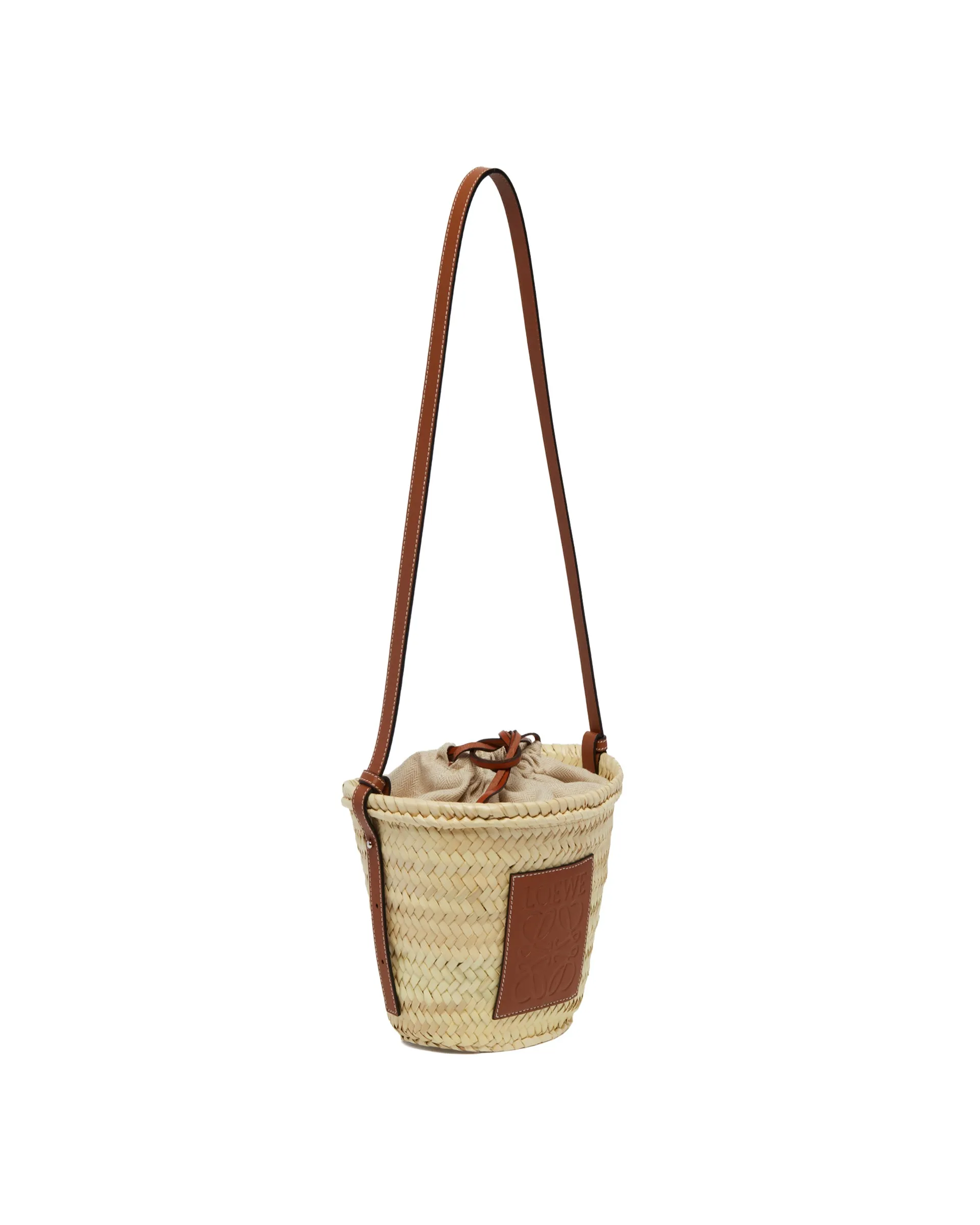 Beige Handwoven Bucket Bag