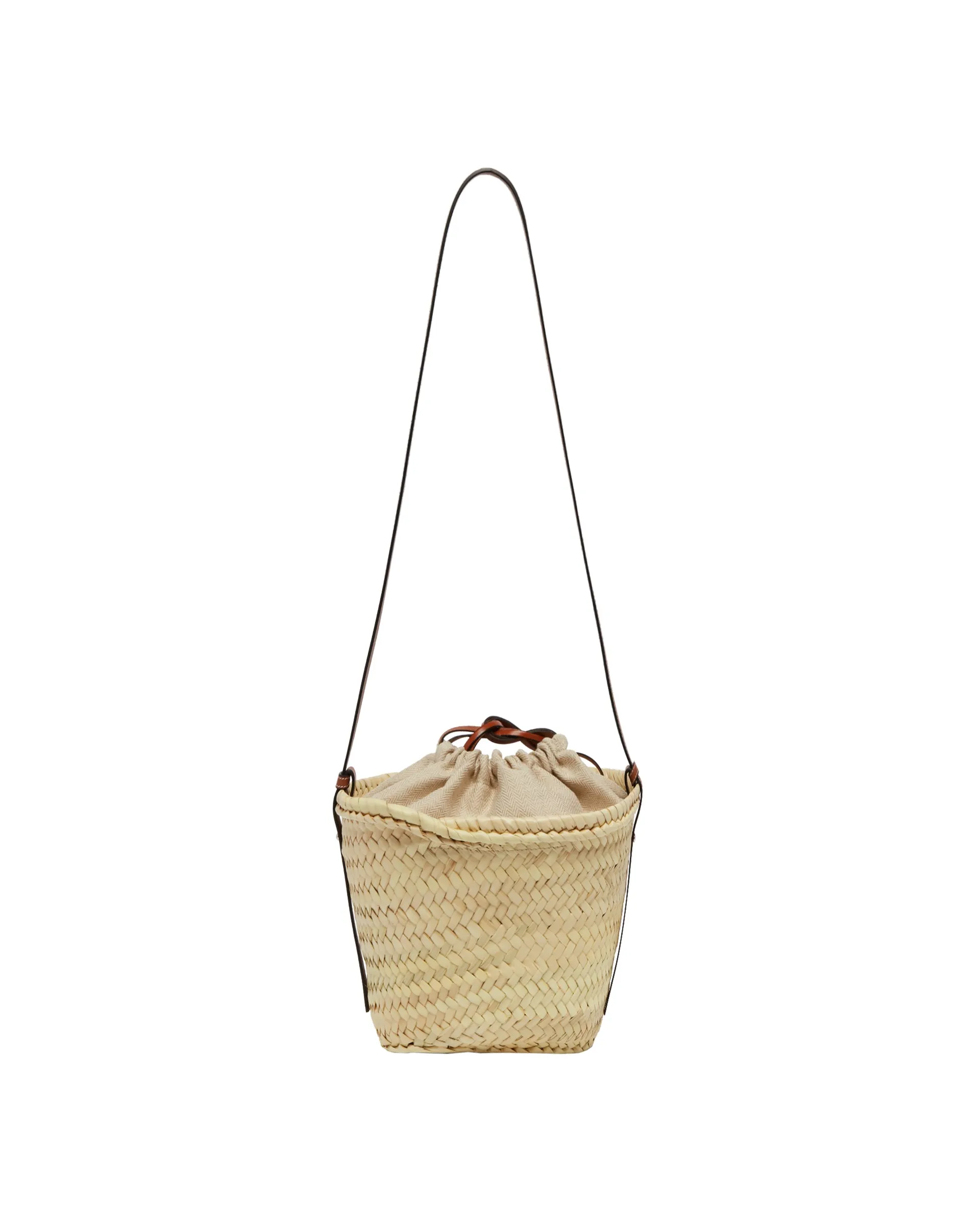 Beige Handwoven Bucket Bag