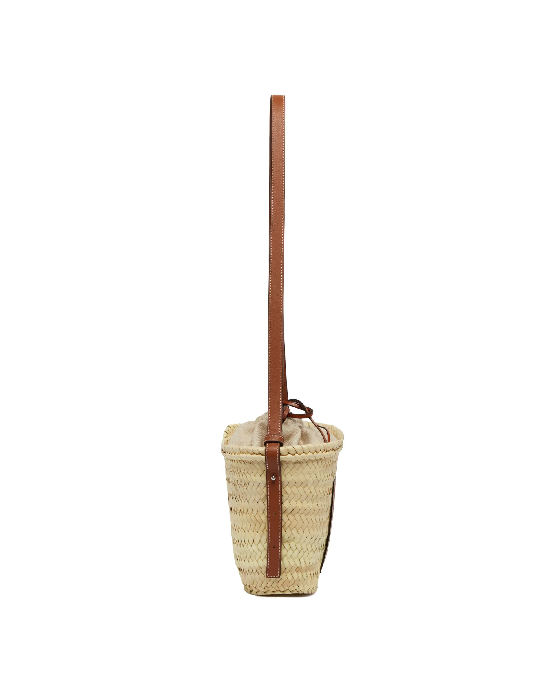 Beige Handwoven Bucket Bag