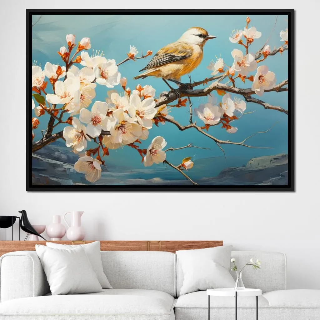 Bird on a Almond Tree Branch