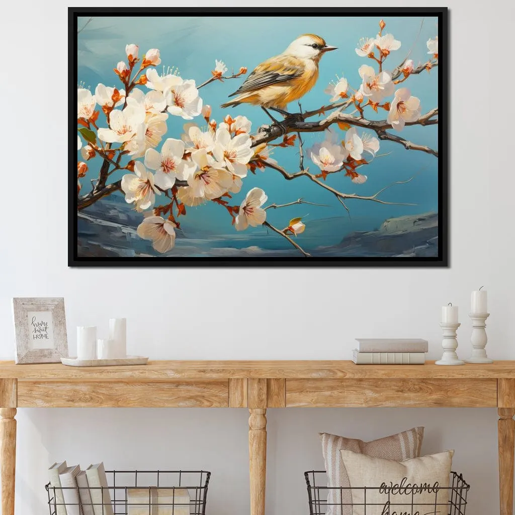Bird on a Almond Tree Branch