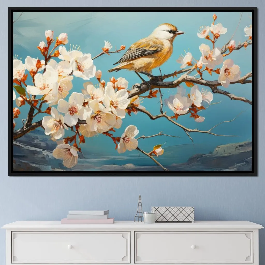 Bird on a Almond Tree Branch