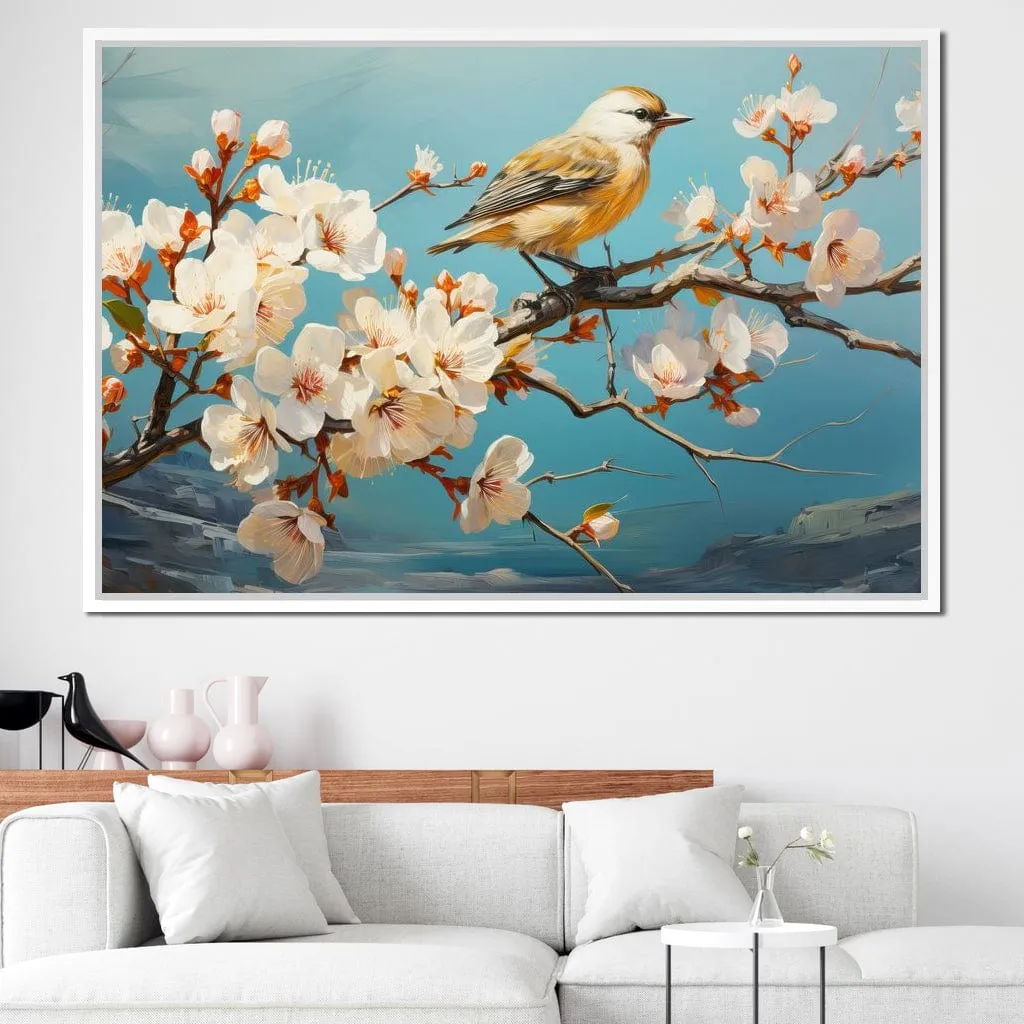 Bird on a Almond Tree Branch