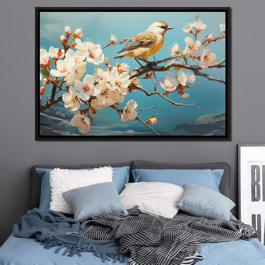 Bird on a Almond Tree Branch