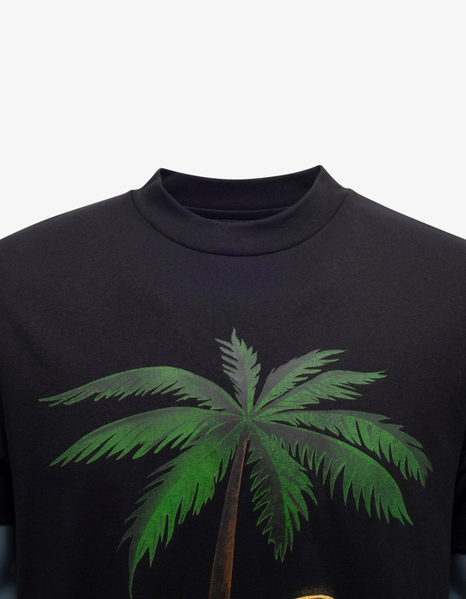 Black Burning Skeleton Print T-Shirt -