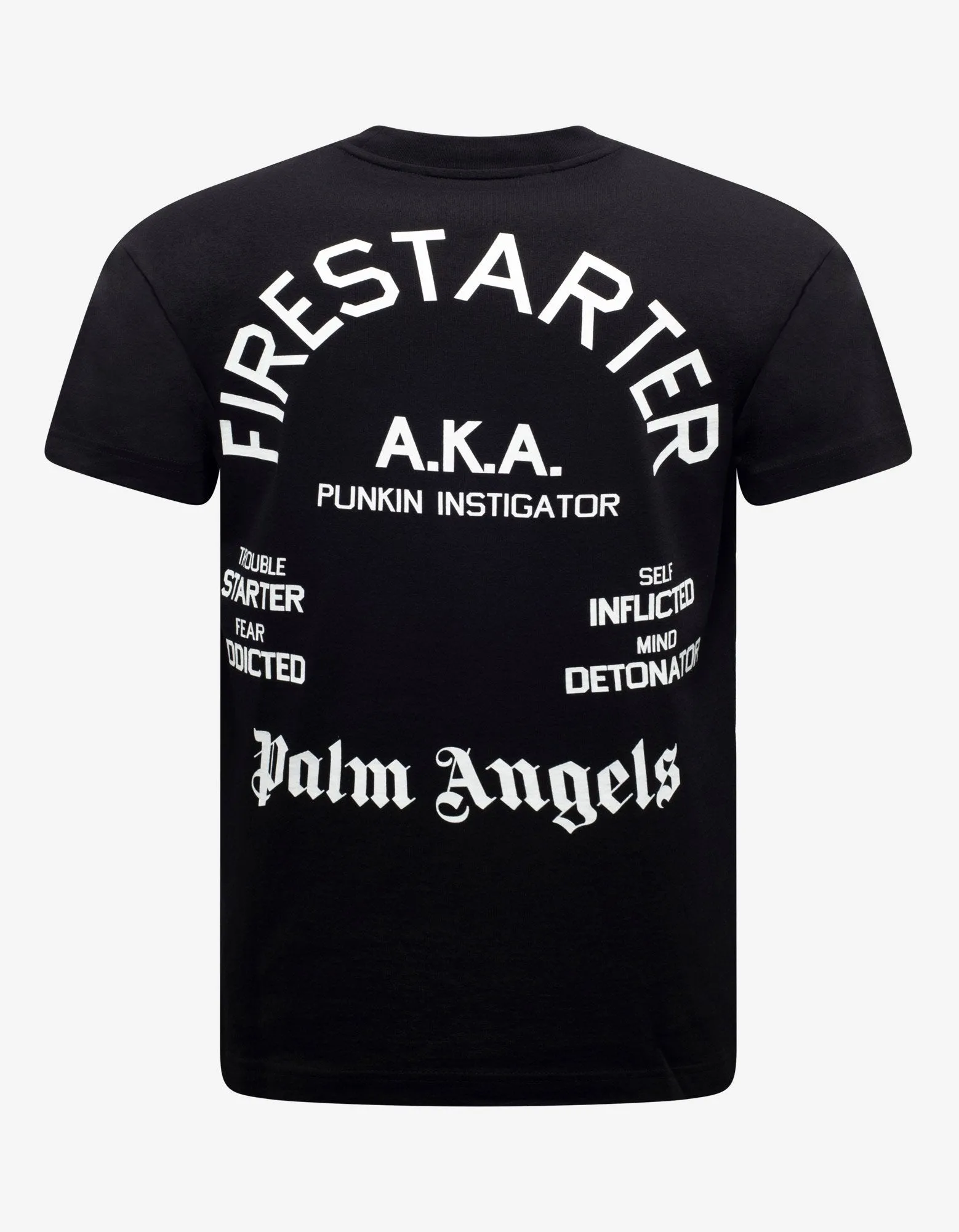 Black Burning Skeleton Print T-Shirt -