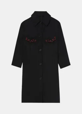 Black Embellished Single-Breasted Coat
