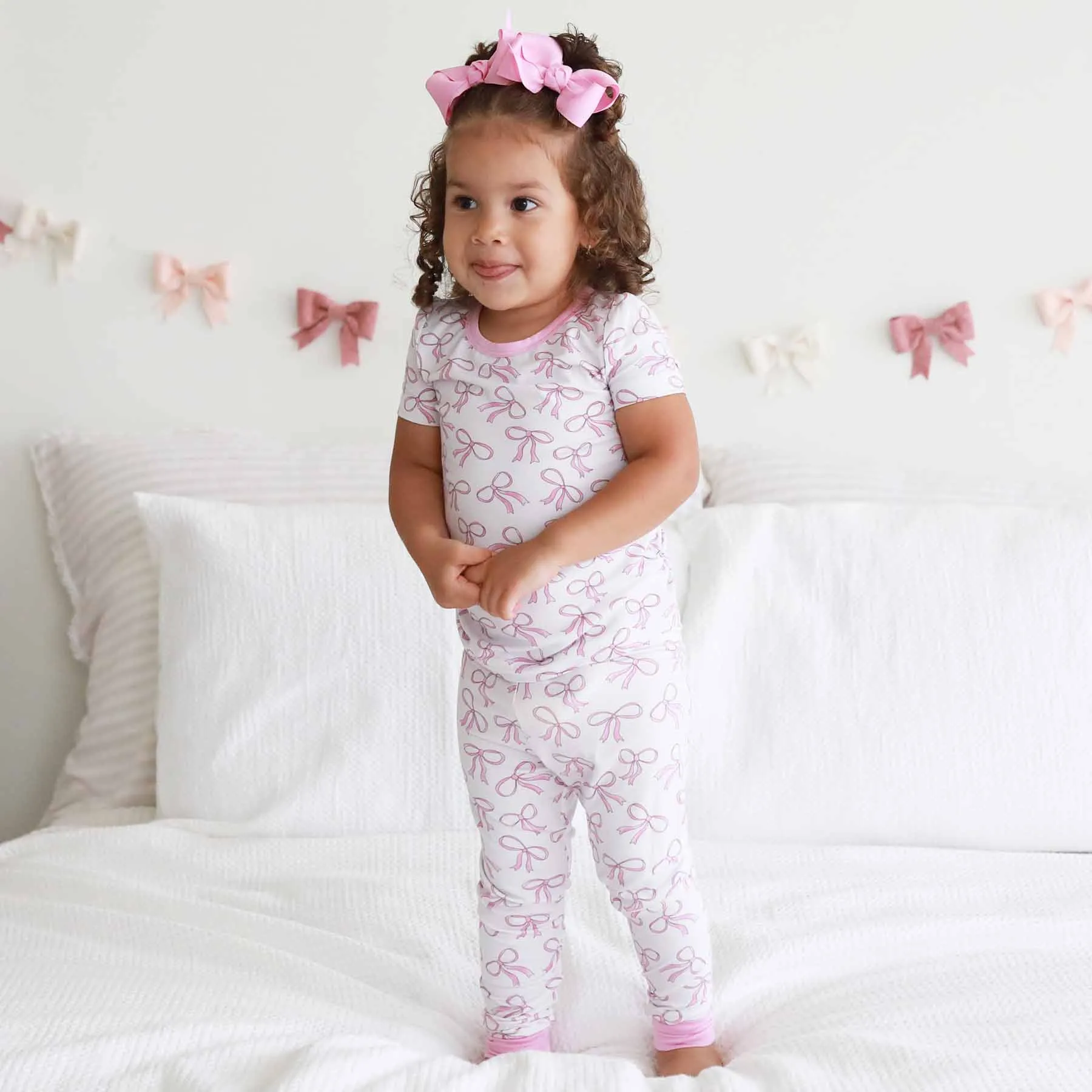 Blushing Bows Two Piece Pajama Set*