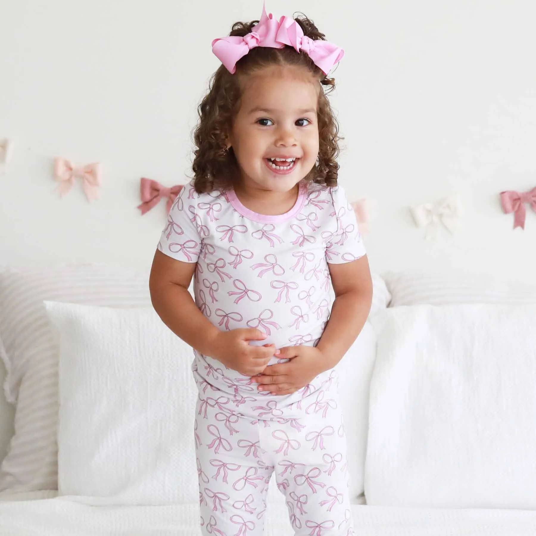 Blushing Bows Two Piece Pajama Set*