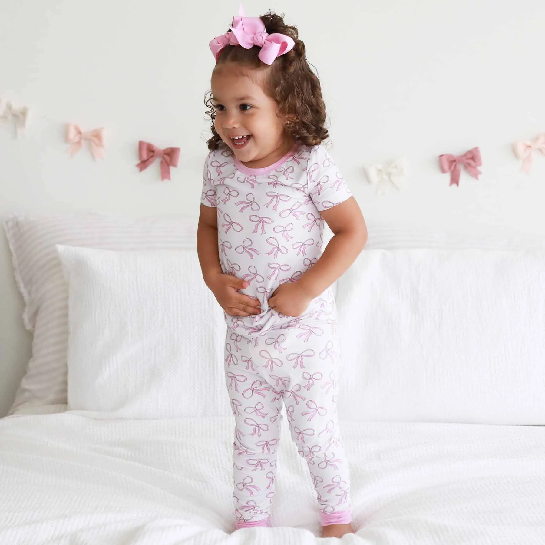 Blushing Bows Two Piece Pajama Set*