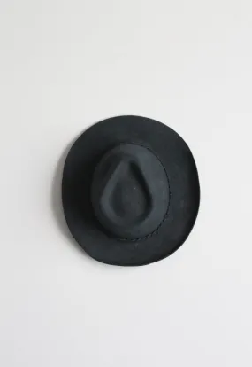 braided brim black wool cowboy hat