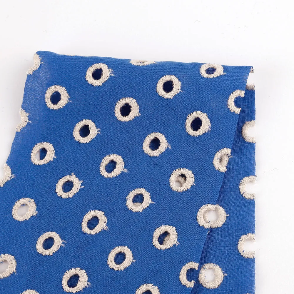 Broderie Anglaise Spot Cotton - Cerulean