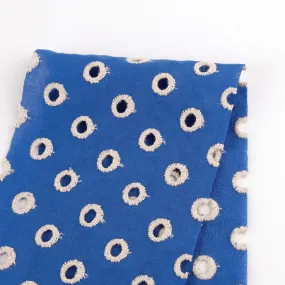 Broderie Anglaise Spot Cotton - Cerulean