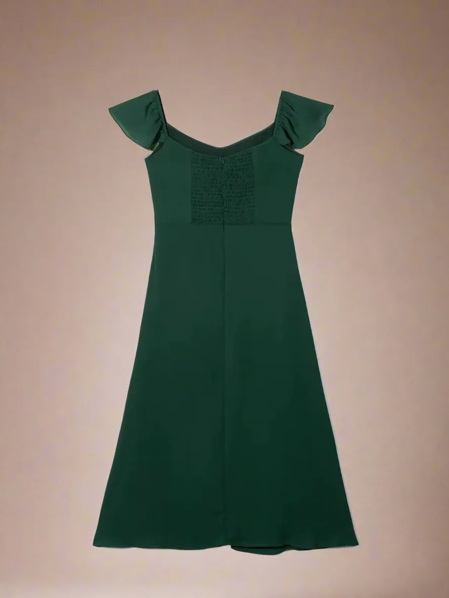 Cadee Chiffon V-neck Dress with Cap Sleeves