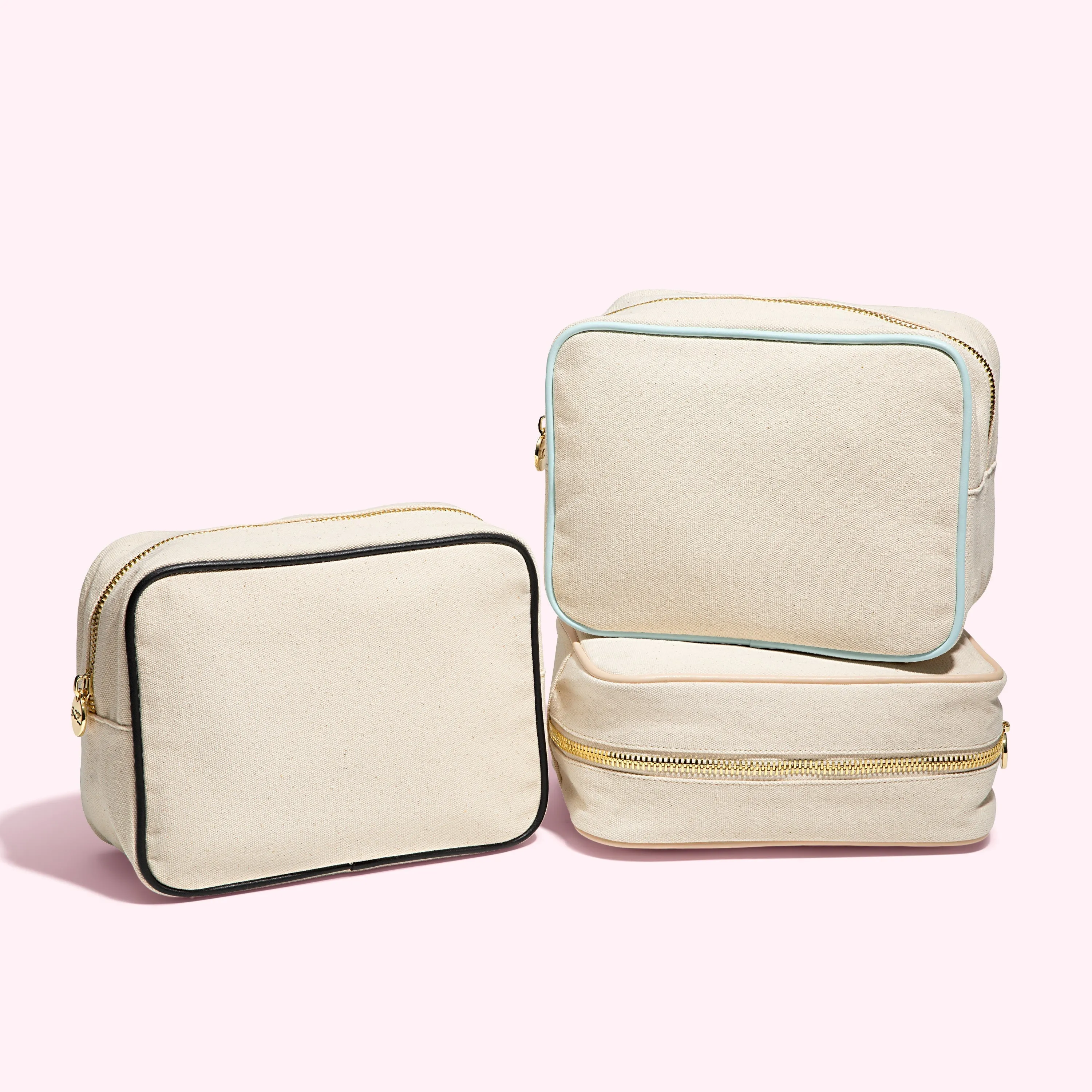 Canvas & Vegan Leather Large Pouch