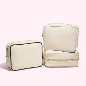 Canvas & Vegan Leather Large Pouch