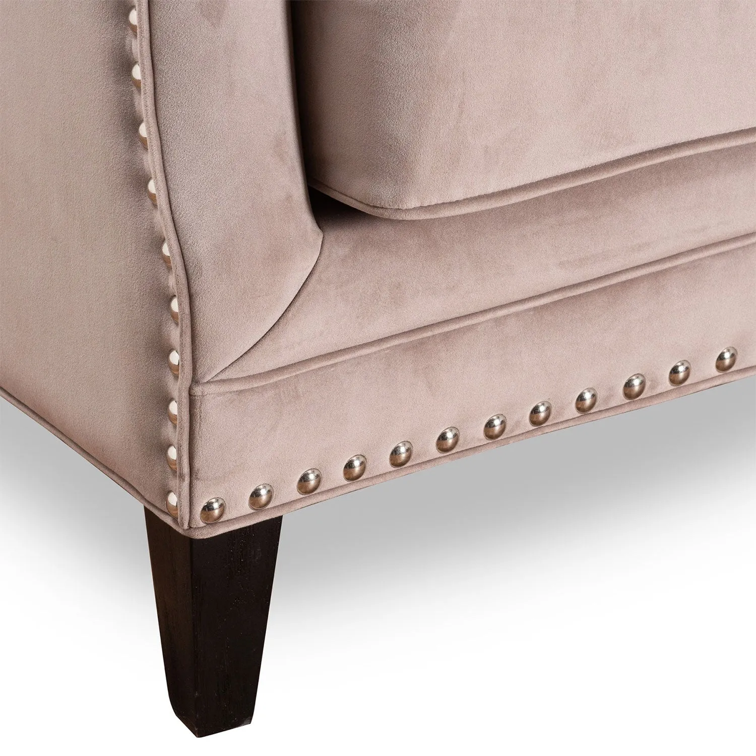 Chelsea Beige Velvet Studded Armchair