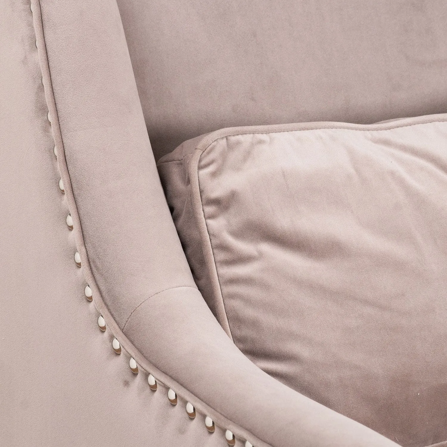 Chelsea Beige Velvet Studded Armchair
