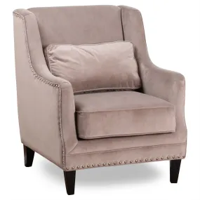 Chelsea Beige Velvet Studded Armchair
