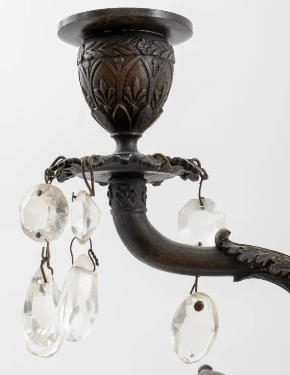 Chinoiserie Patinated Brass Figural Candelabra, 2